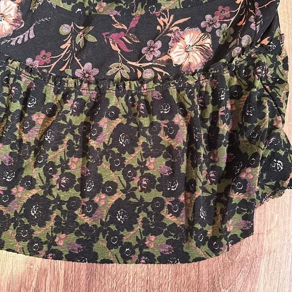Free People | Small Floral Tunic Blouse - black pink green 100% polyester - Picture 6 of 8